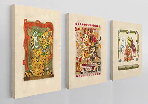 Mayan Mythology Aztec Jaguar Wall Art Set (3)