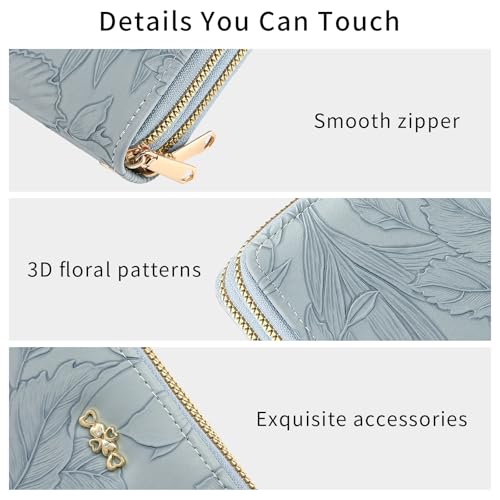 Image of RNIEGA Wallets for Women RFID Blocking Leather Women's Wallet Large Capacity Double Zip Wristlet Clutch | Credit Card Holder Ladies Phone Purse
