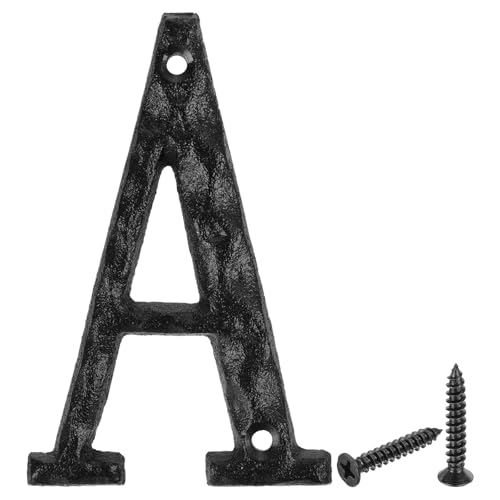 sourcing map Lettre d'adresse de maison, 14 cm, lettres murales vintage en fonte A, lettres extérieures pour maison, rue, bureau, boîte aux lettres, noir