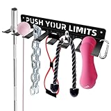 Home Gym Accessories Organization Storage Rack Equipment For Home 8 Hook Wall Hanger Display Gear Barbells Resistance Bands Jump Ropes Lifting Belt Hanger Accessories Hardware Included (Push Your Limits)