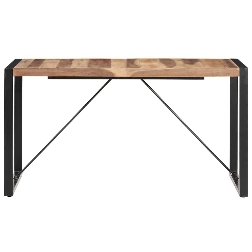 Stół do jadalni z litego drewna 140 x 70 x 75 cm ze stalowymi nogami