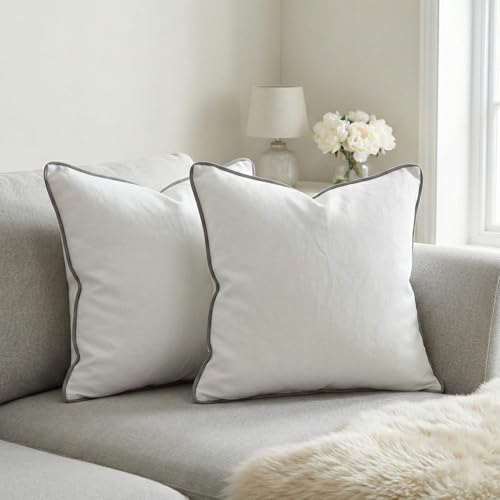 Image of AYKA Microfiber Cushion Filler Set of 2 (18x18 Inch) | Soft & Fluffy Sofa Cushions Inserts | Premium Polyester Fiber Throw Pillows for Sofa, Couch, Bed & Living Room Decor | White