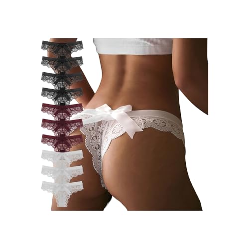 10 Pack Lace Underwear for Women - Panties for Women Low-Rise Lace Underwear No Show Sexy & Comfortable Briefs