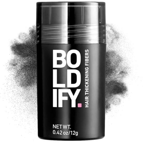 BOLDIFY Hair Fibers (12g) - Fill In Thinning and Fine Hair for an Instantly Fuller, Thicker Look - 14 Shades for Women & Men - Black