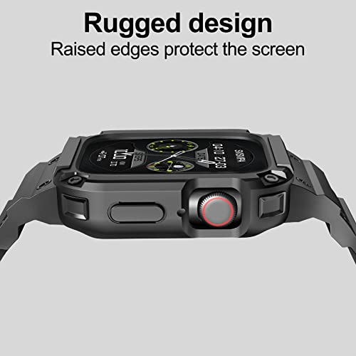 [2 Pack] Svisvipa Band With Case Compatible For Apple Watch 41Mm 40Mm 38Mm Iwatch Series 8 7 Se 6 5 4 3 2 1 Strap , Men Women Sport Strap With Bumper Rugged Shockproof Military Protective, 2 Pack (Black，Army Green） #TOP5