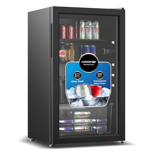 Krome Beverage Cooler 120L, Free Standing, Single Door, 2 Gl...