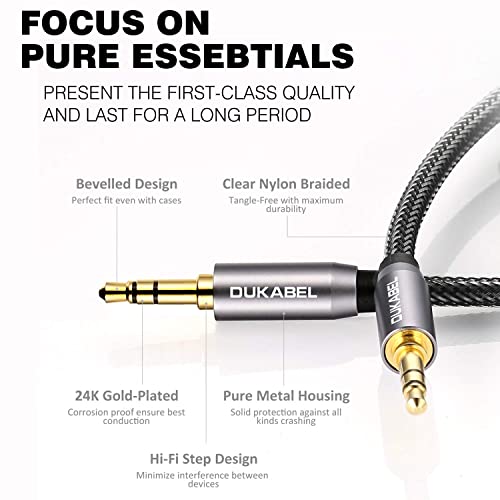 DuKabel 3,5mm Audio Kabel 3,5 mm auf 3,5 mm Klinkenstecker Aux Headset Audio Verbindungskabel mit voll Metall Gehäuse für Kopfhörer, MP3, Android & IOS Smartphone, Autoradio Systeme - Top Series 1.2m