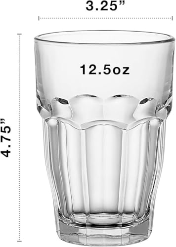 Bormioli Rocco Rock Bar Stackable Beverage, Set Of 6 Dishwasher Safe Drinking Glasses For Soda, Juice, Milk, Coke, Beer, Spirits – 12.5oz Durable Tempered Glass Water Tumblers For Daily Use - Thumbnail 2