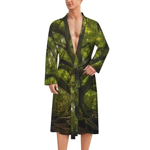 South Carolina Angel Oak Tree Men's Robes Long Sleeve V Neck Bath Robe Printed Bathrobes Cozy Soft Sleepwear