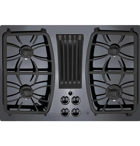 GE Profile 30 in. Gas Downdraft Cooktop in Black with 4 Burners PGP9830DRBB
