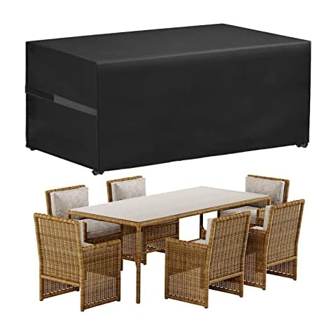 Garden Furniture Covers,GUANJUNE Outdoor Patio Table Set Cover Waterproof,Anti-UV Heavy Duty Upgraded 420D Oxford Fabric Rattan Furniture Covers,Rectangular (180x120x74cm) Cover