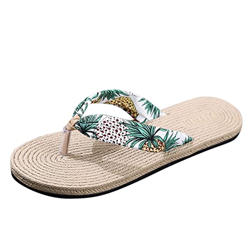 Sandalias de verano para mujer, sandalias planas ergonómicas, sandalias planas para mujer, elegantes y brillantes, para exteriores, resistentes al agua, sandalias de baño para mujer, 39, Blanco, 38 EU