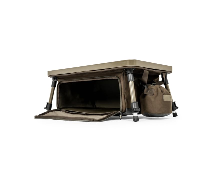 Avid Carp Bivvy Organiser XL | Carp Fishing Work Surface with Built-in Equipment Storage Bag | Clip-on Gas Bottle Holder | Easy Fold Adjustable Legs | Level and Stable | Weight 3.3kg | Code A0430125