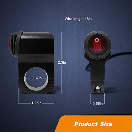 Atv Light Switch 12V Handlebar Switch Waterproof Motorcycle Light Switch Cnc Aluminum Alloy Handlebar Toggle Switch For Motorcycle Atv Utv- Fits 7/8" Handlebars (22Mm) Red 1 Piece #TOP1