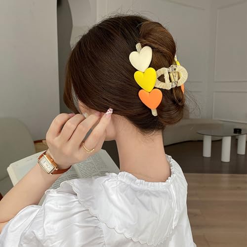 Pinza para cabello corazón amarilla y blanca miniatura 6
