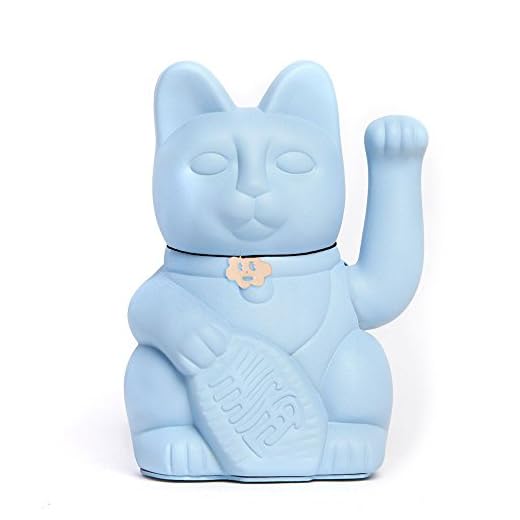Gato de la Suerte chino - Lucky Cat - Maneki Neko. AZUL CLARO, M (10x6x15cm)