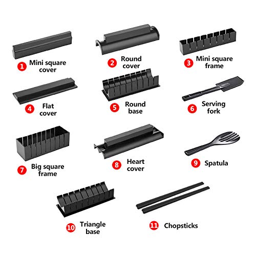 Sushi Making Kit, Yiimo 12Pcs Sushi Maker, Fun Sushi Rice Roll Diy Tool Set For Beginners, Easy To Clean Premium Plastic Plates Moulds Chopsticks Spatula For Home Kids Party #TOP3
