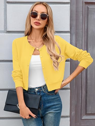 Image of Heymoments Women's Thin Shrugs Long Sleeve Lightweight Cropped Tops Open Front Cardigan for Dress S-2XL