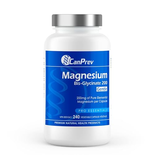CanPrev - Magnesium Bis-Glycinate Capsules Supplement | 240 Caps | Pure 200mg Gentle Elemental Chelated Complex | Ideal for Bones, Joints, Digestion, Constipation, Better Sleep - Vegan Friendly