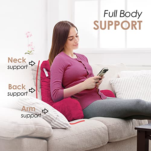 Image of Nestl Reading Pillow for Kids & Teens with Shredded Memory Foam, Backrest Pillows for Reading, Watching, and Gaming, Use on The Couch, Bed, or Floor, Adjustable Support with Washable Cover Hot Pink