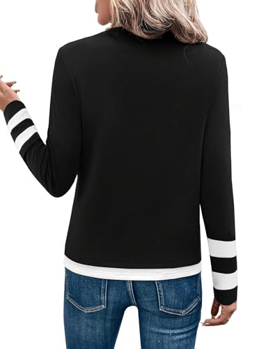 LilyCoco Womens Long Sleeve T Shirt Crewneck Color Block Casual Shirts2