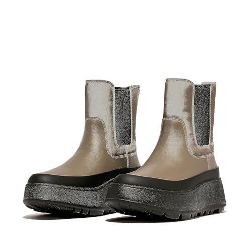 FitFlop F-Mode Water-Resistant Flatform Chelsea Boots for Women - Leather Upper - Microwobbleboard EVA Midsole