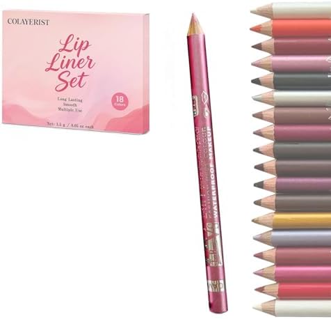 18 Colour Lip Liner Set, Lip Pencil Collection, Smooth Moisturizi...