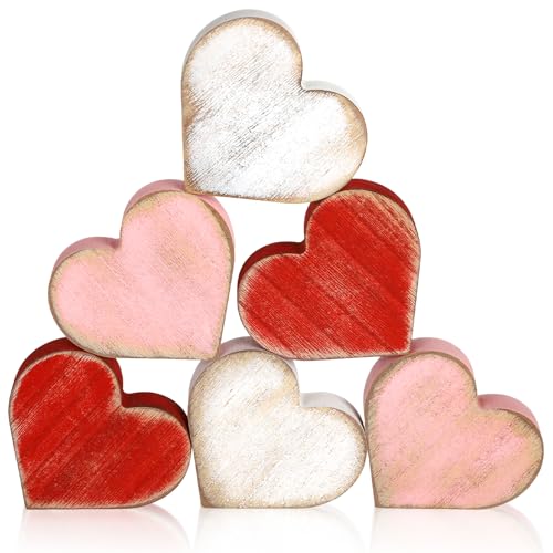 COCHIE Wooden Valentine's Day Hearts Decorations Indoor, Wood Heart...