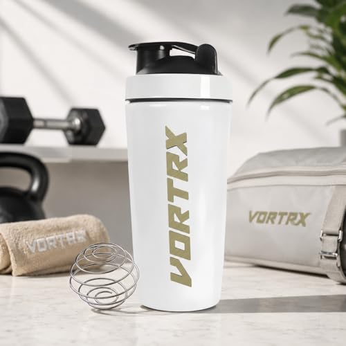 Image of Steel Protein Shaker Bottle With Premium Laser Engraved Logo | 100% Leakproof BPA-Free Metal With Whisk Ball | Perfect for Protein, Pre-Workout, Creatine (Engrave White)