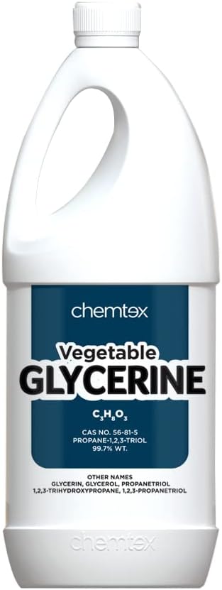 Chemtex Vegetable Glycerine | Glycerol | Glycerine | 99.7% Purity | For use as Emulsifier, Sweetener, Humectant | Non-GMO, Gluten & Parabens Free 1L