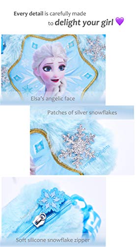 Princess Frozen Elsa Plush Crossbody Shoulder Handbag In Snowflake Shape For Girls Kids Children thumb #3
