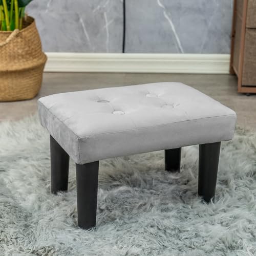 Image of CAROLMADE Ottoman Foot Rest, Velvet Small Ottoman Foot Stool with Legs Modern Footstool Ottomans for Living Room Entryway Office (Velvet-Grey)