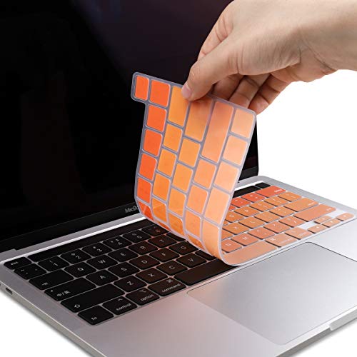 Batianda Keyboard Cover Compatible With Newest Macbook Pro 13 2022 M2 2020 M1 A2338/A2289/A2251 Model & Macbook Pro 16 Inch 2019 A2141 Waterproof Dust-Proof Protective Keyboard Skin, Gradient Orange #TOP2