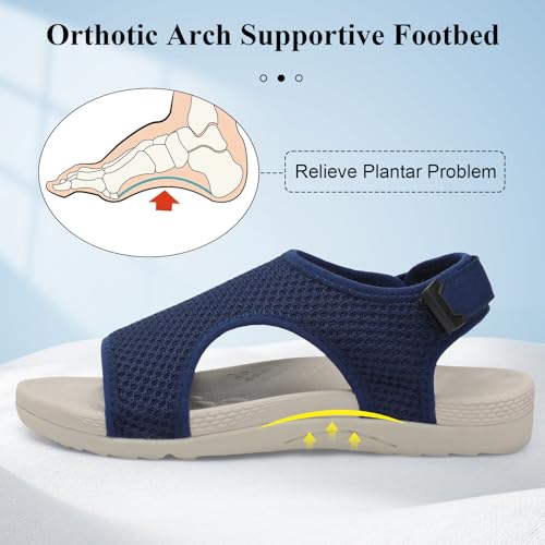 XIHALOOK Womens Orthopedic Walking Sandals with Adjustable Hooks Open Toe Sports Sandals Breathable Knit Summer Shoes2