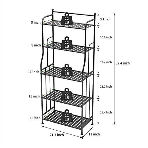 Moritia 5 Tier Metal Plant Stand Indoor And Outdoor Flower Rack, Home Iron Storage Organizer Shelf, Black, 21.7 X 11 X 52.4 Inch #TOP3