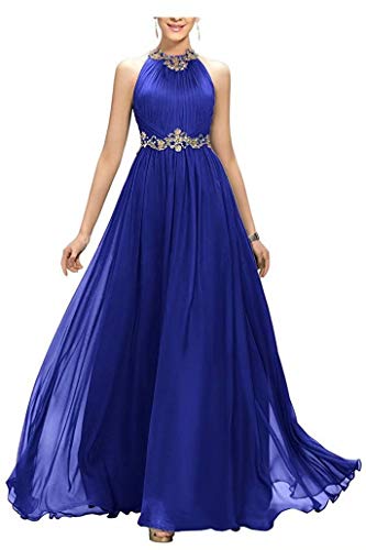 EEFZL Gold Beading Prom Dress Bridesmaid Dress Long Pleats Formal Evening Gown