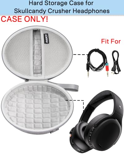 Image of Hard Travel Carrying Case Compatible with Skullcandy Crusher Over-Ear Headphones. (Case Only, Not Include The Device)-Gray(Gray Lining)