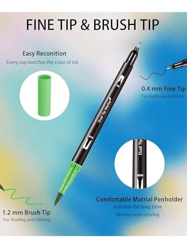 Image of Shopiable Store Sketch Pens 100 Colors Dual Brush Pens Set with Case - Fine & Brush Tip Markers for Coloring, Calligraphy, Drawing, Sketching, Bullet Journaling & Art Supplies