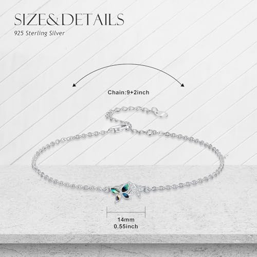 Image of 925 Sterling Silver Anklet Foot Bracelet with Crystal from Austria, Anklet Jewelry Gifts for Women 11 Inch Adjustable