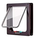 Große Katzenklappe für Fenster/Wand/Holztüren/UPVC-Türen, wetterfeste Haustiertüren mit magnetischer manueller 4-Wege-Verriegelung, mittelgroße Katzen, kleine Hunde, exklusiver Eingang (Braun, M, 19,7