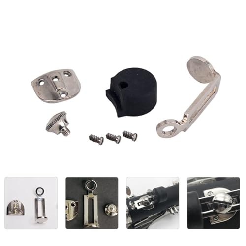 WHAMVOX Adjustable Clarinet Thumb Rest with Hook and Metal Cushion, Thumb Protector Accessory for Clarinet, Wind Instrument Support with Strap Ring, Practical Woodwind Parts Random Style