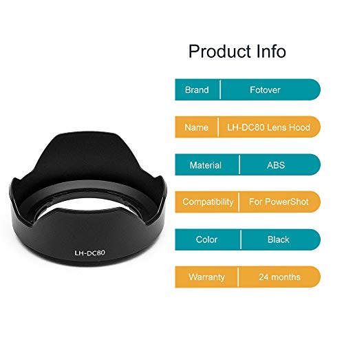 Fotover LH-DC80 Lens Hood Sun Shade Replacement for Canon Powershot G1X Mark II/G1X2 /G1XM2 - Image 2