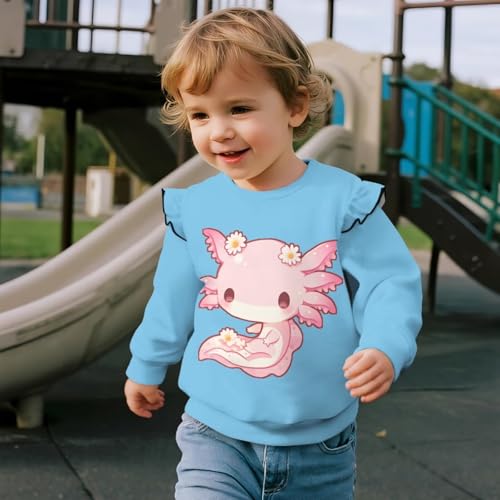 Coloring Sweatshirts for Girls Cute Axolotl Long Sleeve Shirts Kids Colorable Pullover Tops with 8 Markers4