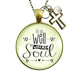 Faith Necklace It is Well With My Soul Vintage Rose Connector Chain 24