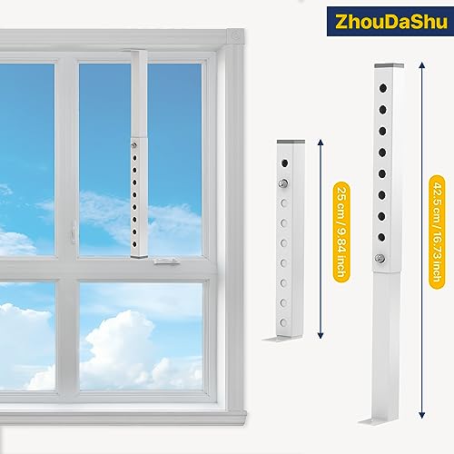 ZhouDaShu (Short) 1 Pcs Adjustable Window Lock Bar, Window AC Security Bars for Child Safety, Window Stoppers for Small Vertical Sliding Windows/Dog Door, only Extends from 9.8-16.7 in -Steel by ZhouDaShu - Used condition - Image 2