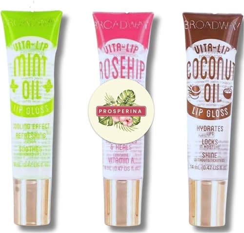 Broadway Hydrating Lip Gloss, LIP GLOSS SET-Non-Sticky- Glossy, Lasting vitamin infused (14ml Each, Pack of 3) (Mint, Coconut, Rosehip) Bundle- Perfect Pout Card, lip applicators -Botanical Collection - Image 7