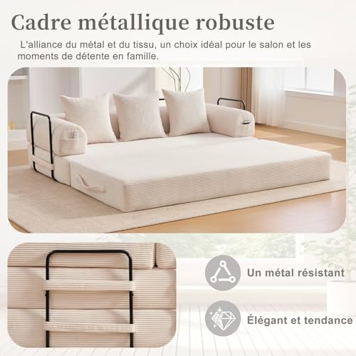 Canapé modulaire 2 places velours avec poches KOMHTOM