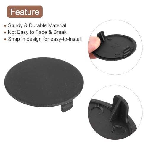 Image of uxcell 10Pcs Hinge Hole Covers, 40mm(1-9 /16 inch) Dia Plastic Concealed Hole Cover Round Flush Type Caps for Furniture Cabinet Cupboard, Black