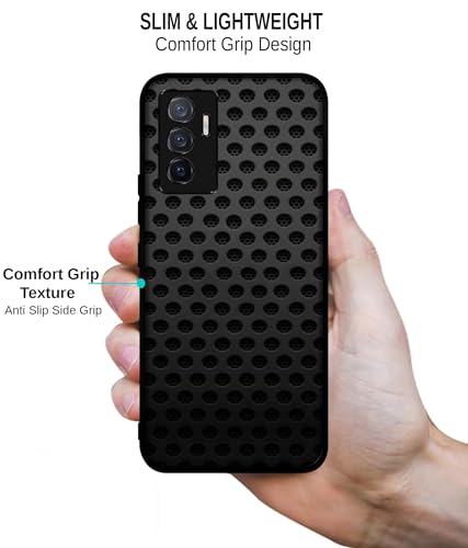 Image of Black Circle Design Premium 2D Printed Metal Back Case Cover for Vivo V23E 5G / Y75 4G