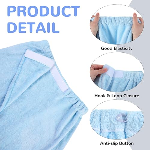 Image of Cuffbow 3 Pcs Towel Wrap for Women Spa Body Robe Full Length Female Bath Shower with Adjustable Closure Elastic Top Plush